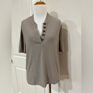 Varley Taupe Ribbed Top